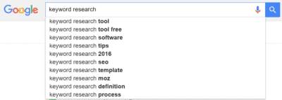 Keyword Research Suggested Google Searches