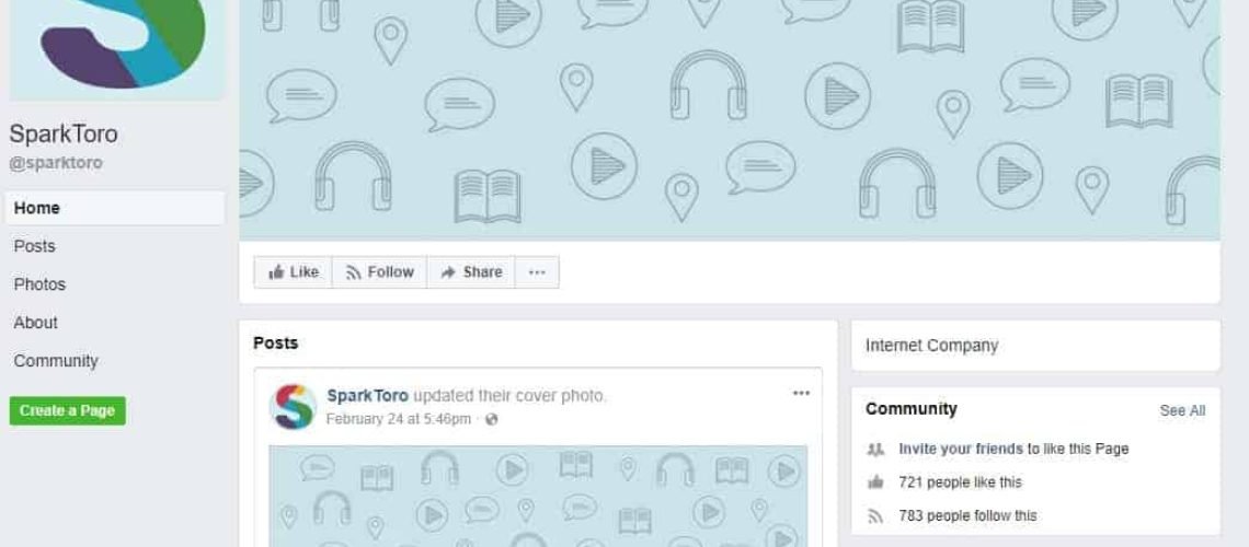 SparkToro Facebook Page